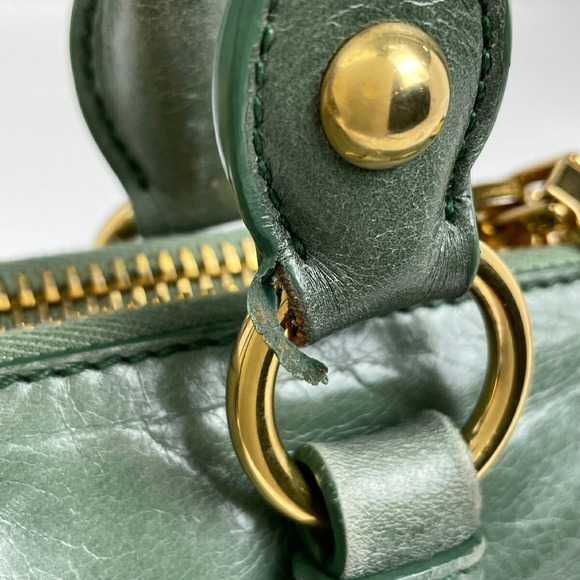 Miu Miu Logo Handbag Leather Green - Picture 5 of 7